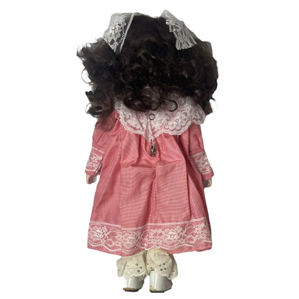 Vintage Music Box Doll Porcelain Musical Mermosa Cottage Core Lace Collectible
